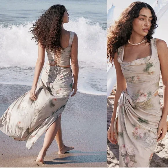 House of CB 'Vesper' Vintage Floral Maxi Skirt NWT - Picture 5 of 10